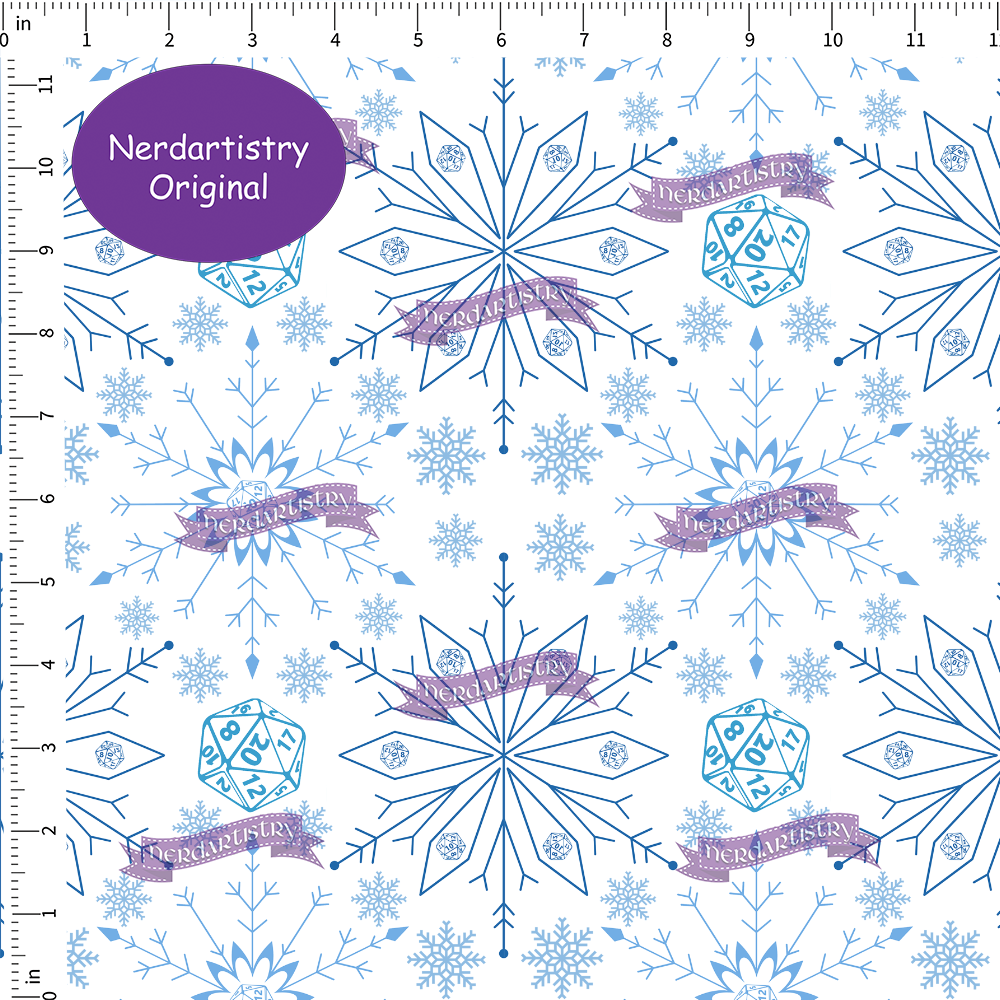 Pre-Order: D20 Snowflake Demask - Fabric By The Yard