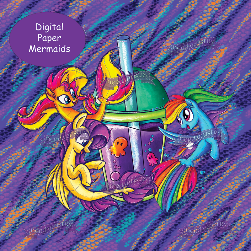 Merponies and Bubblie Panel Fabric