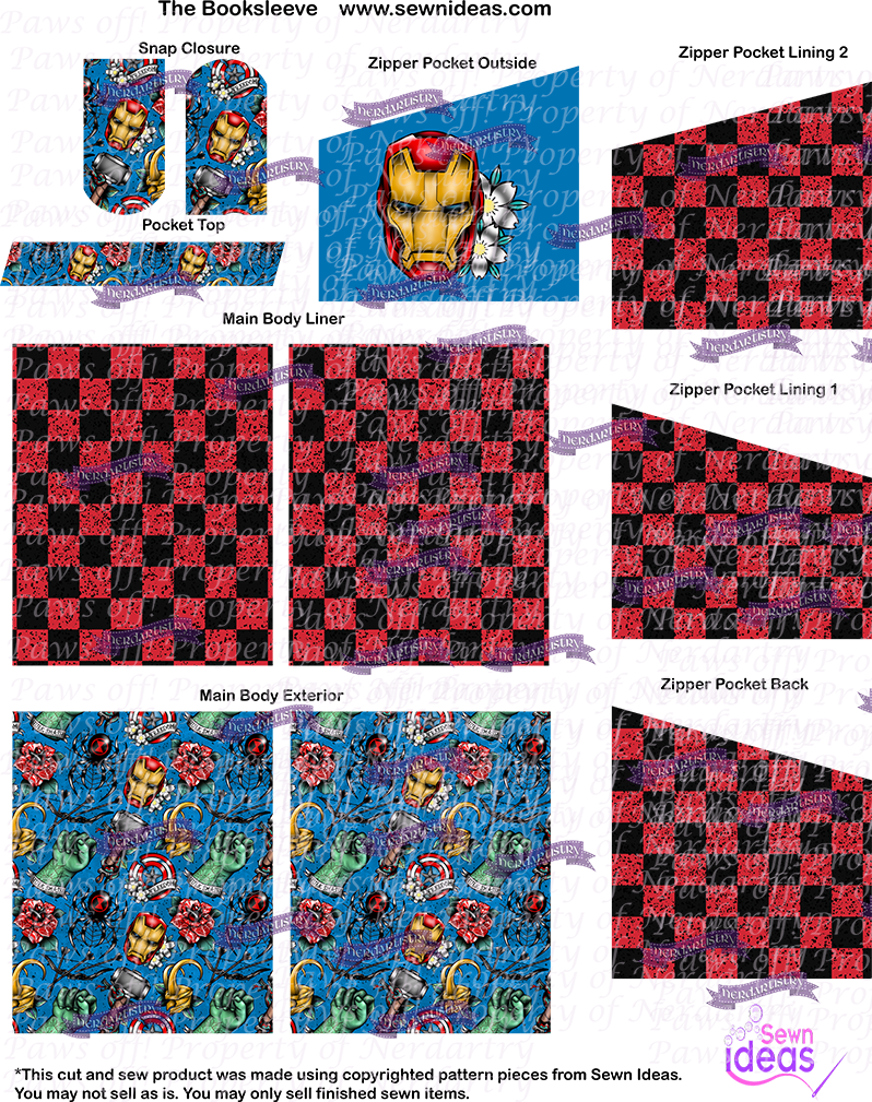 Tattoo Marvelous - Cut and Sew - Sewn Ideas Booksleeve