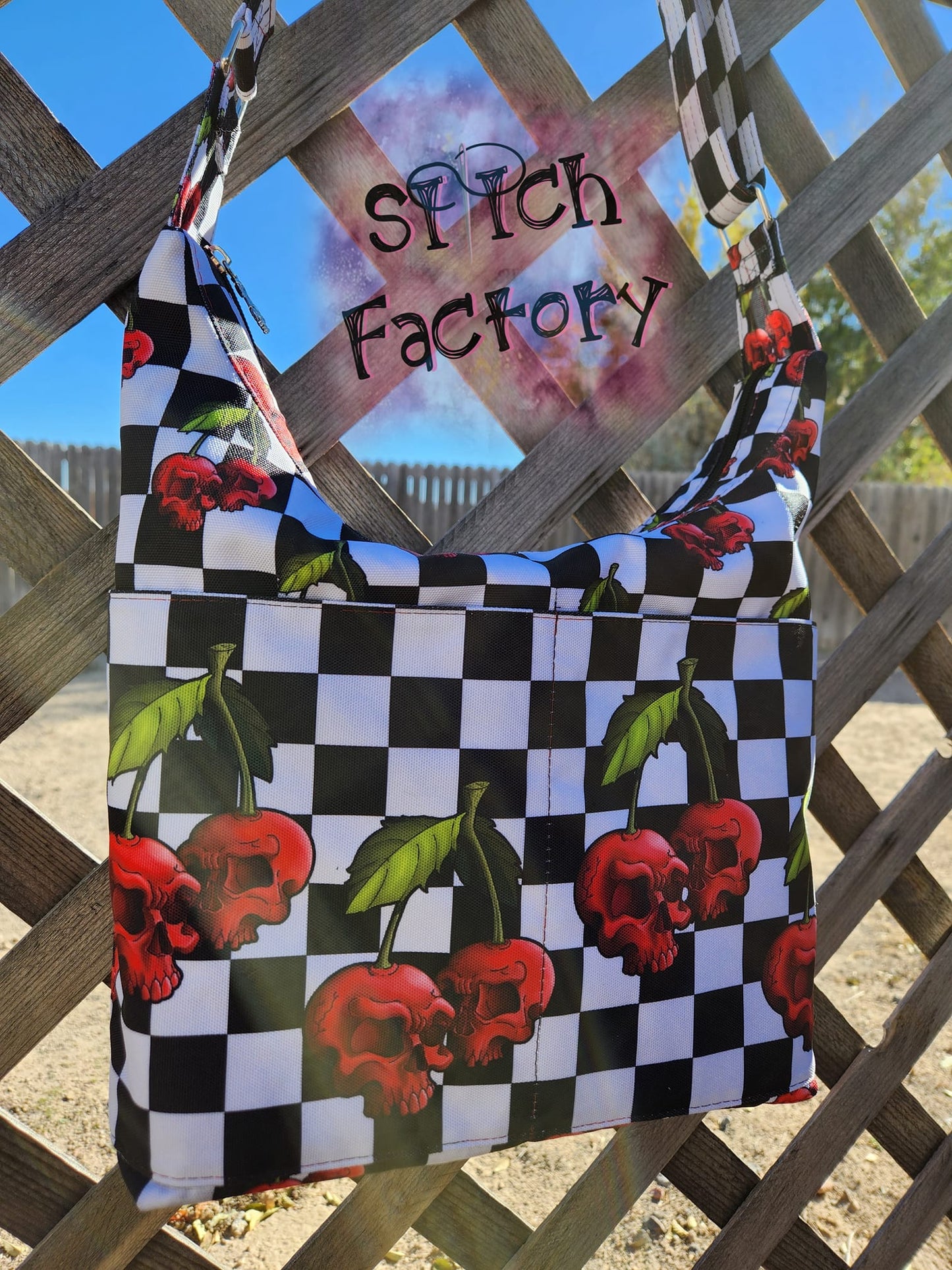 Patreon Pre-Order: Checkered Cherry Skulls Boarder Print - Fabric By The Yard