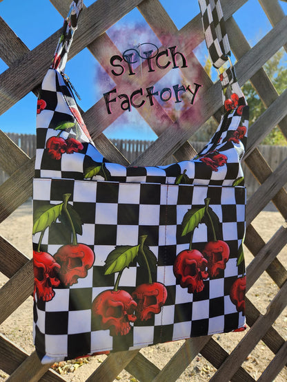 Pre-Order: Checkered Cherry Skulls Boarder Print - Fabric By The Yard