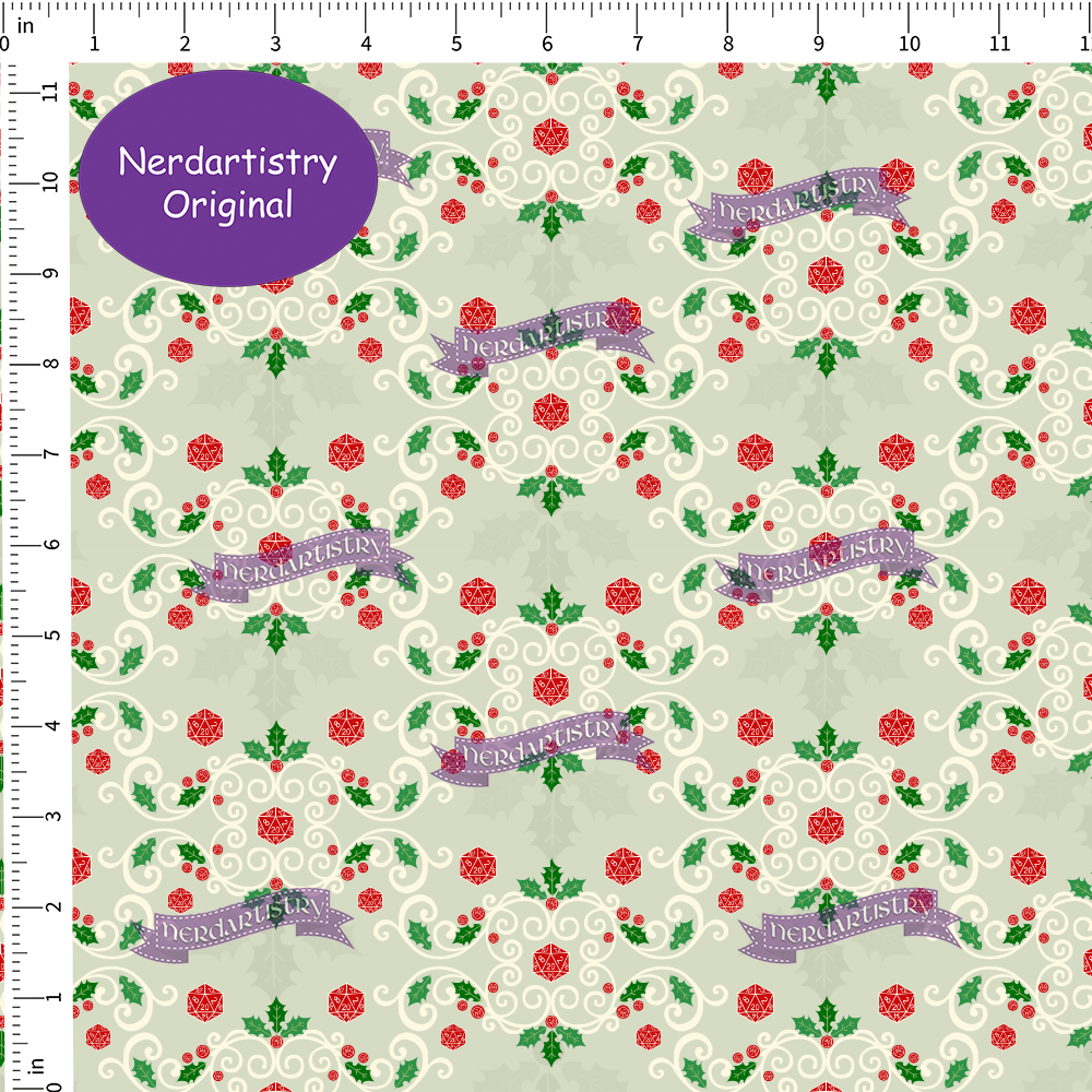 Pre-Order: D20 Holly Demask  - Fabric By The Yard