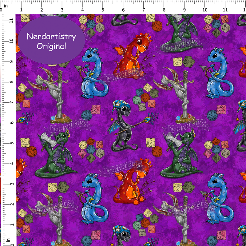 Patreon Pre-Order: Fantasy Dragons Purple - Fabric By The Yard