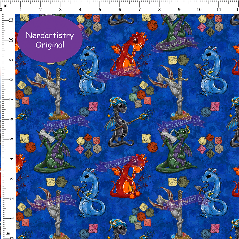 Pre-Order: Fantasy Dragons Blue - Fabric By The Yard