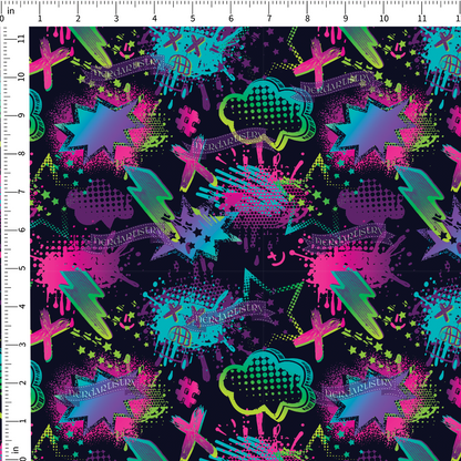 Pre-Order: Graffiti Clouds  - Fabric By The Yard