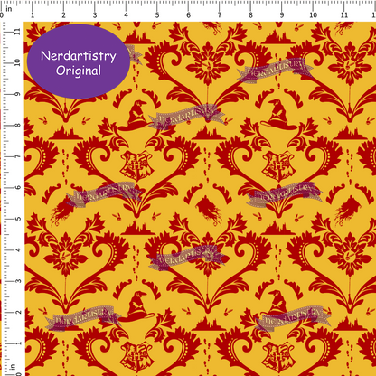 Patreon Pre-Order: Houses Demask - Maroon and Gold - Fabric By The Yard