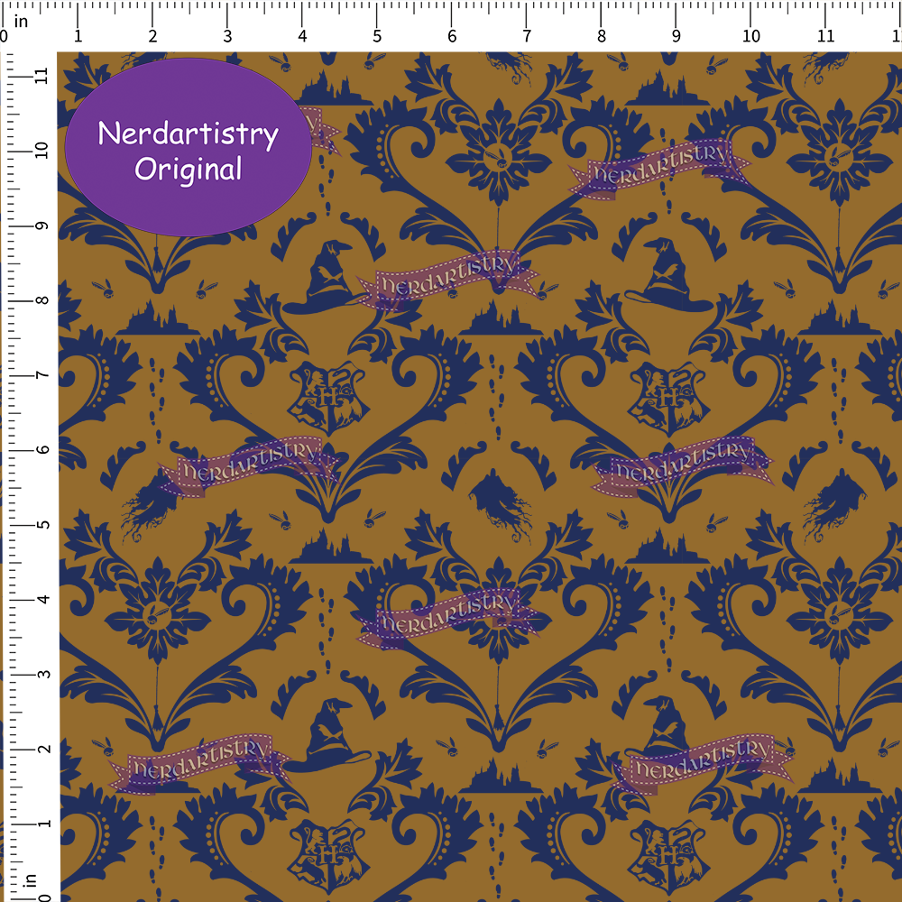 Patreon Pre-Order: Houses Demask - Navy and Bronze - Fabric By The Yard