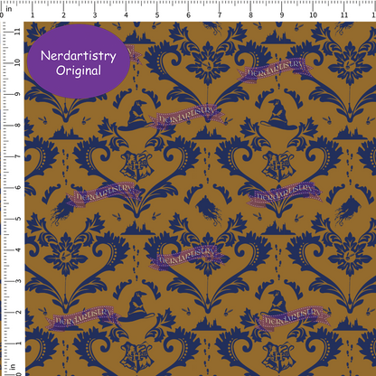 Patreon Pre-Order: Houses Demask - Navy and Bronze - Fabric By The Yard