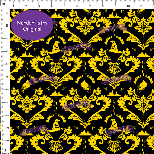 Patreon Pre-Order: Houses Demask - Yellow and Black - Fabric By The Yard