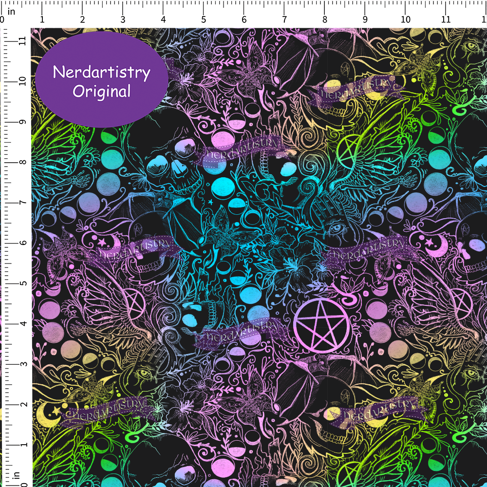 Patreon Pre-Order: Rainbow Lunar Skulls - Fabric By The Yard