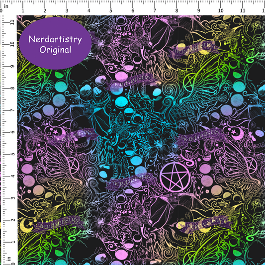 Pre-Order: Rainbow Lunar Skulls - Fabric By The Yard