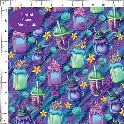 Pre-Order: Merponies Cocktails Purple - Fabric By The Yard