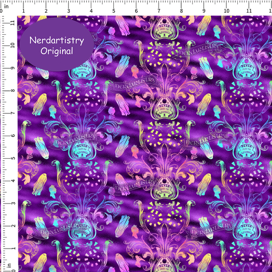 Patreon Pre-Order: Never Trust the Living Demask Purple Metallic Clouds - Fabric By The Yard