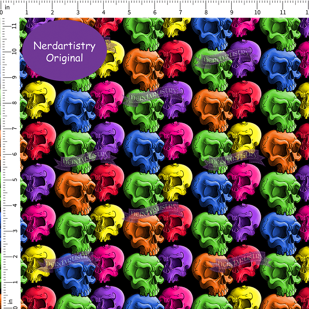 Pre-Order: Rainbow Skulls - Fabric By The Yard