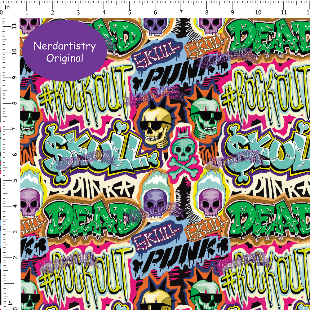 Pre-Order: Skull Graffiti  - Fabric By The Yard