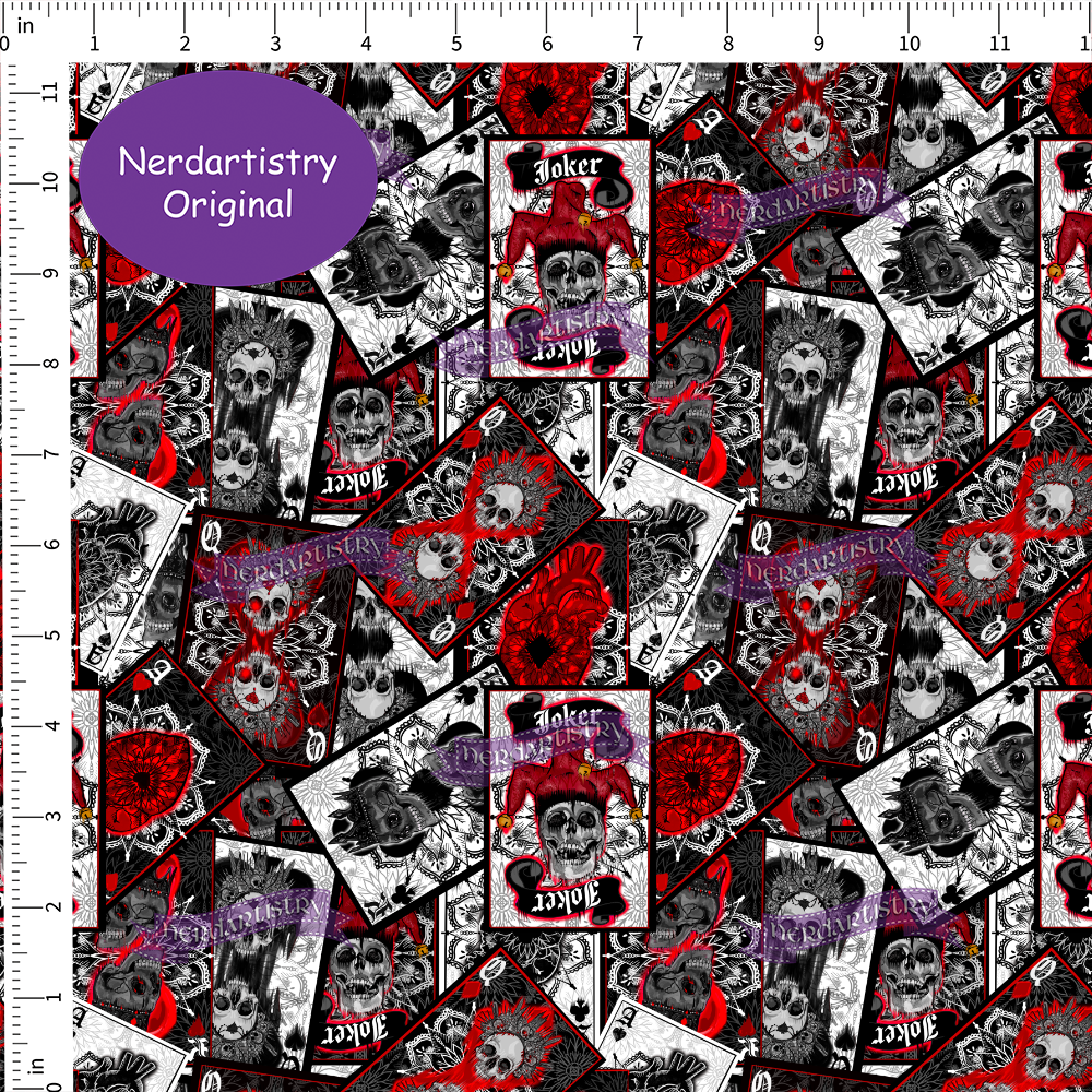 Pre-Order: Skulls and Cards - Fabric By The Yard