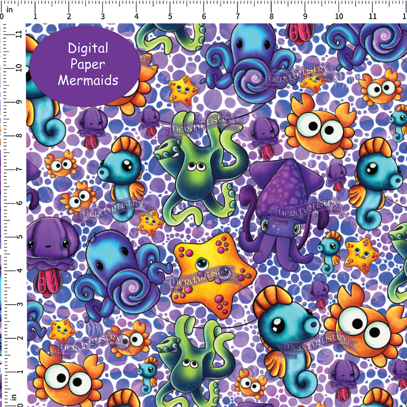 Pre-Order: Underwater Cuties Purple - Fabric By The Yard