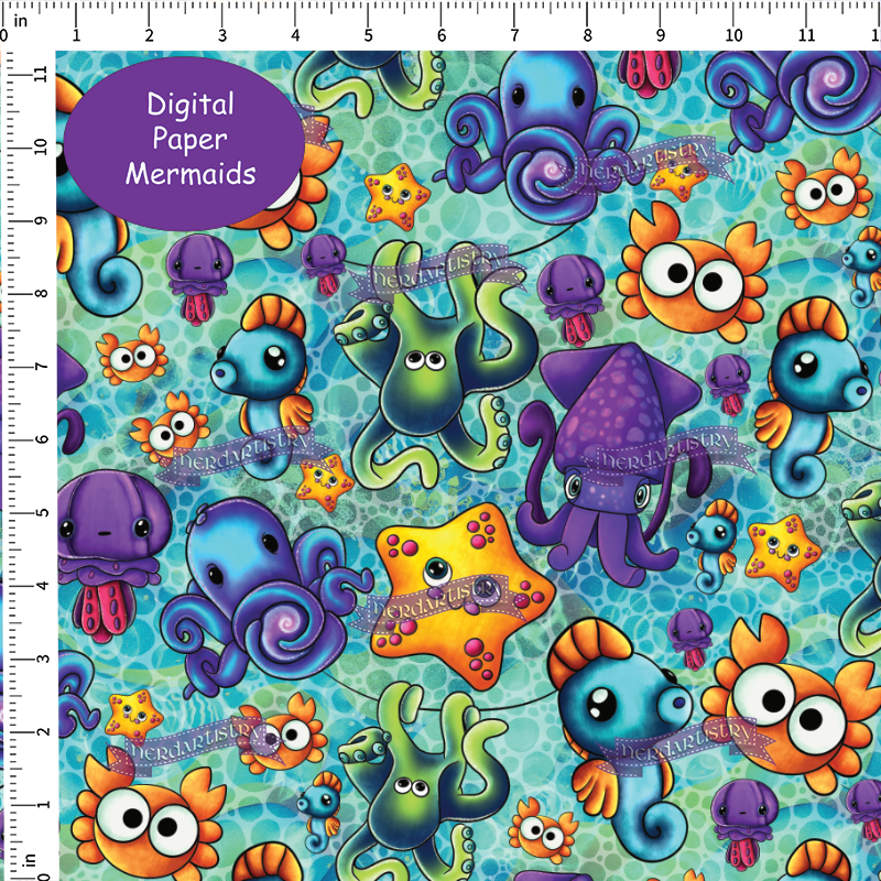 Pre-Order: Underwater Cuties Blue - Fabric By The Yard