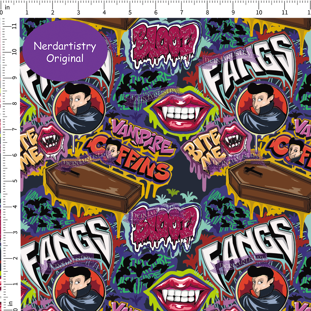 Pre-Order: Vampire Graffiti  - Fabric By The Yard