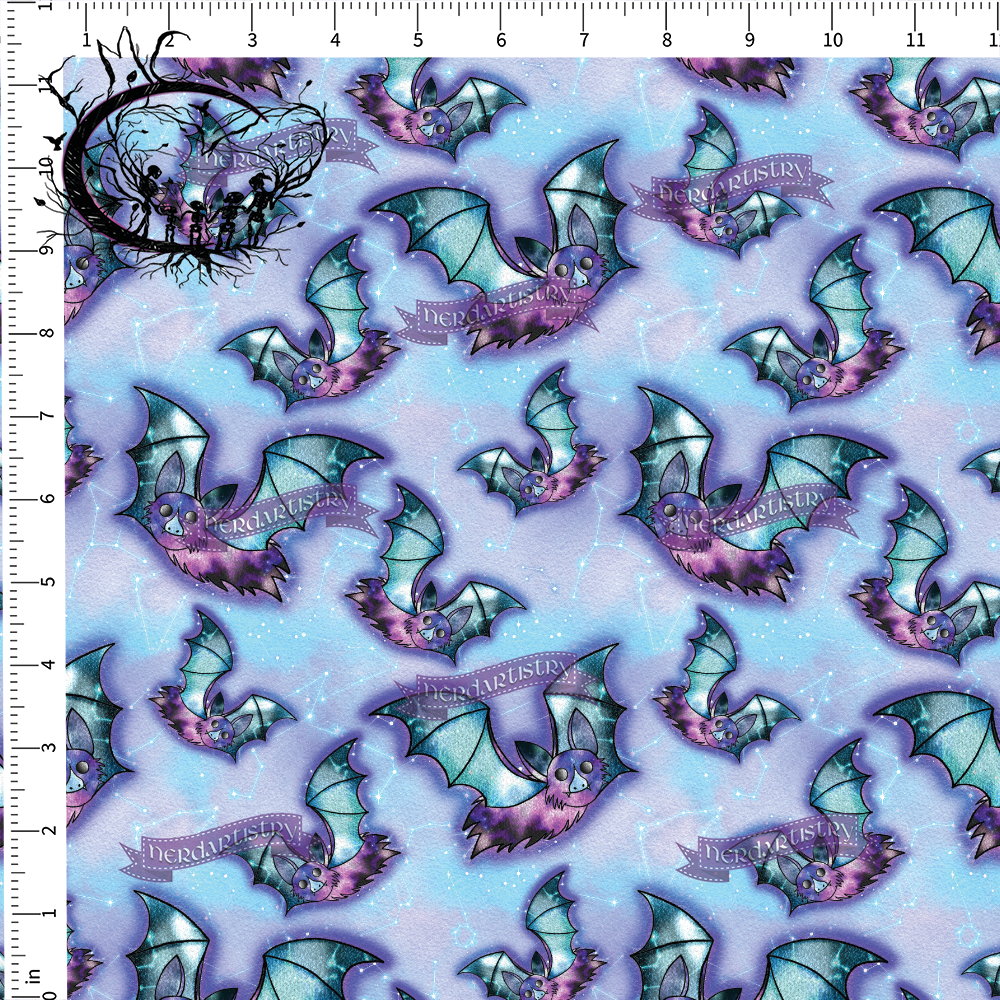 Pre-Order: Watercolor Galaxy Bats - Fabric By The Yard