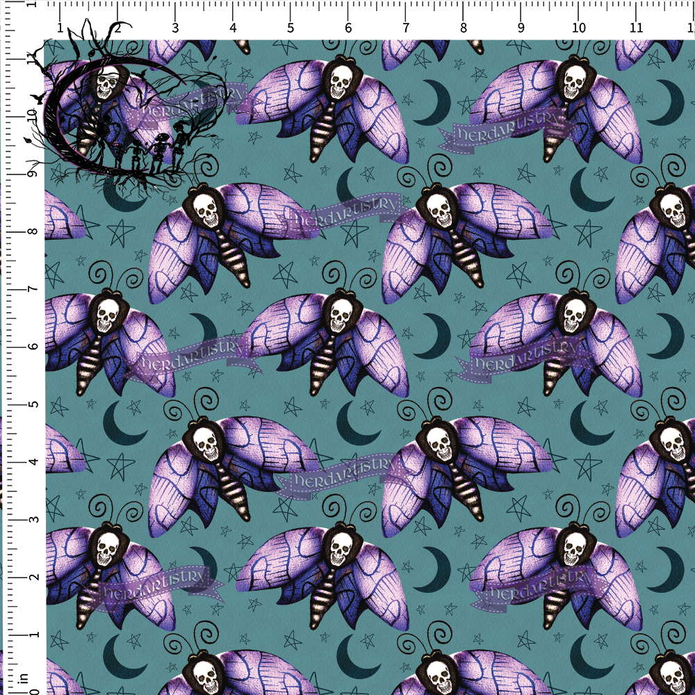 Pre-Order: Watercolor Teal Moth - Fabric By The Yard