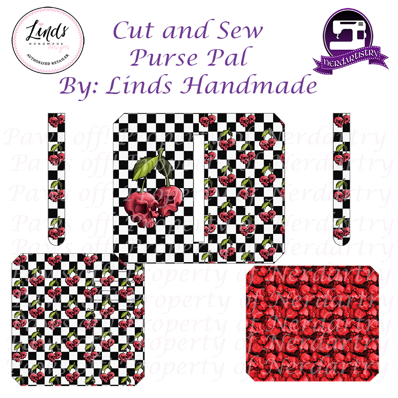 Pre-Order: Checkered Cherry Skulls Purse Pal - Cut & Sew