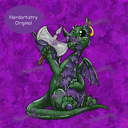 Retail: Fantasy Dragons Purple Barbarian Panel Fabric