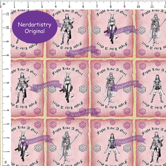 Fight Like A Girl - Pink - Standard Fabric By The Yard