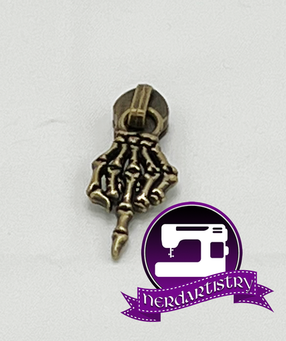 Skeleton Middle Finger Zipper Pull