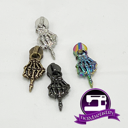 Skeleton Middle Finger Zipper Pull