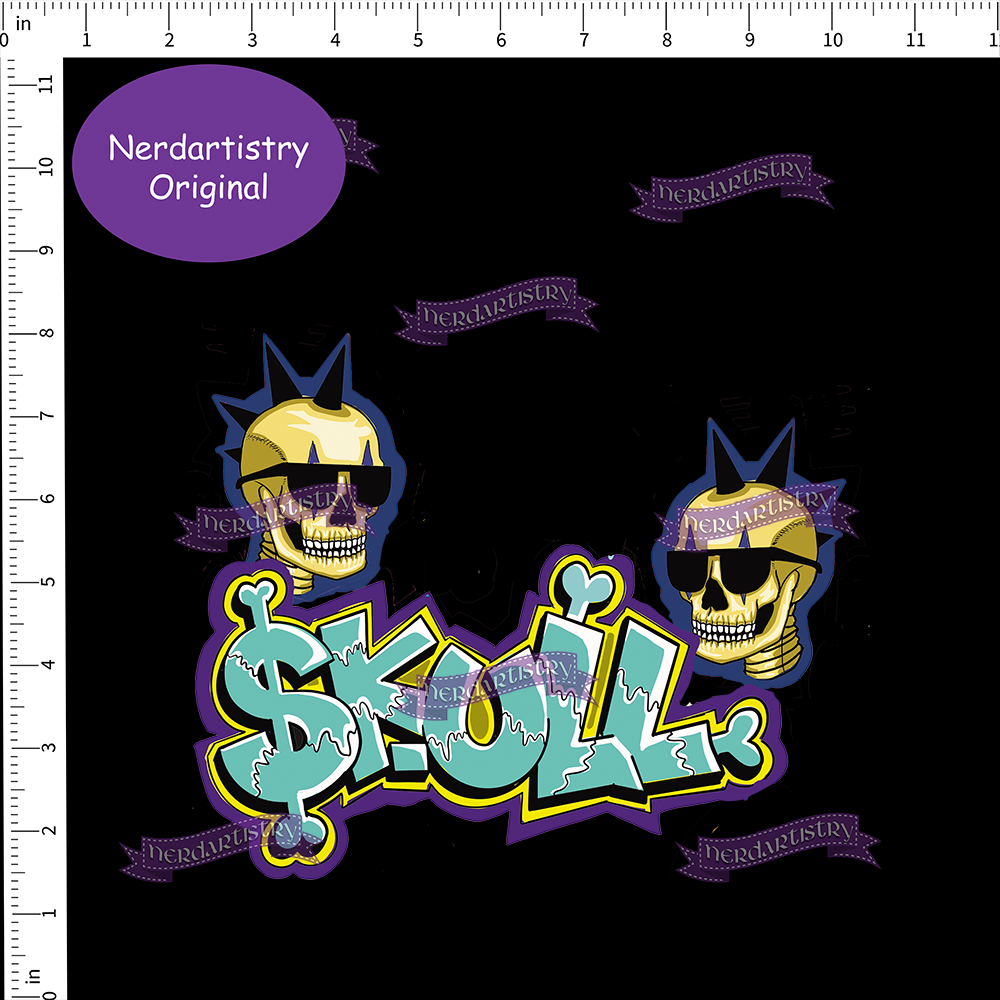 Skull Graffiti Panel Fabric