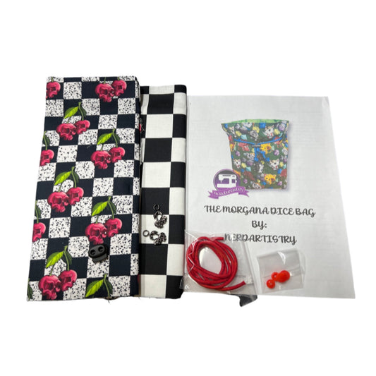 Grunge Checkered Cherry Skulls - Morgana Dice Bag Kit