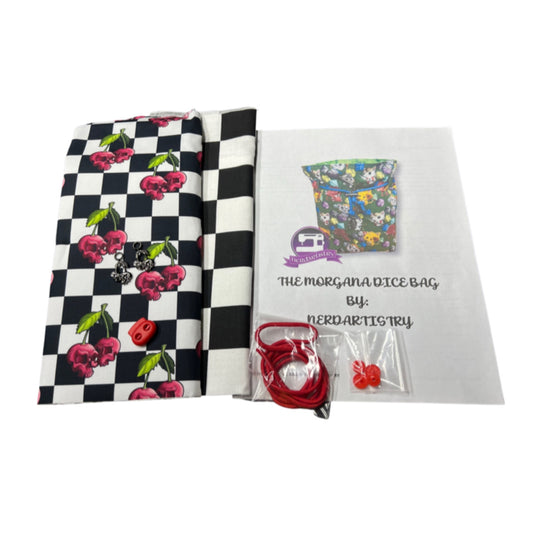 Checkered Cherry Skulls - Morgana Dice Bag Kit